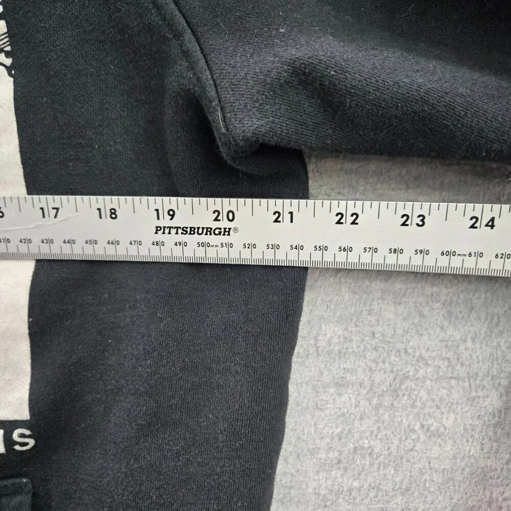 True Religion Men Sweatshirt Medium Black Hoodie Logo Graphic Print READ